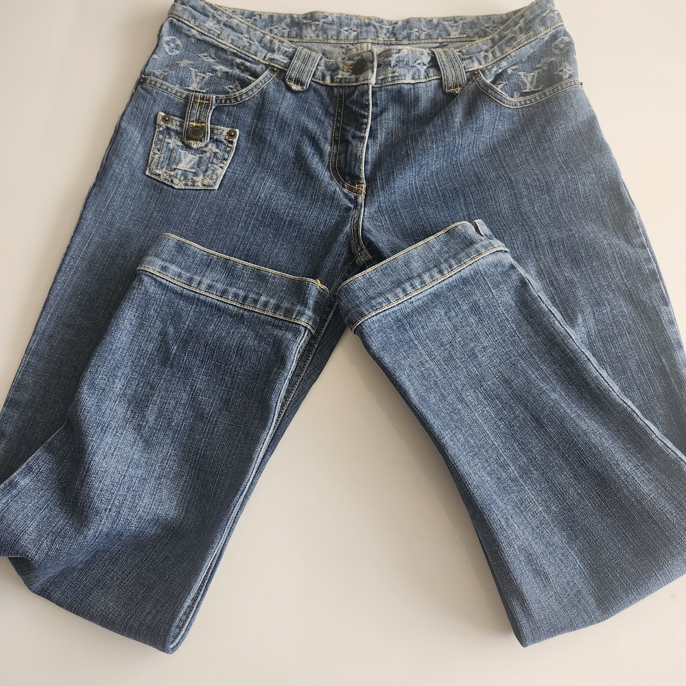 ❤️Louis Vuitton Vintage Blue Demin Capri With Straight Leg Authentic 👖